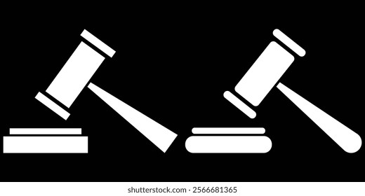 Hammer icon. Judge's gavel. Silhouette, black, judicial hammer icon set. Gavel icon set. judge gavel, law icon vector. auction hammer. Design eps 10