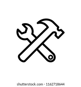 Hammer icon line art illustration isolated vector sign symbol.