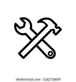 Hammer icon line art illustration isolated vector sign symbol.