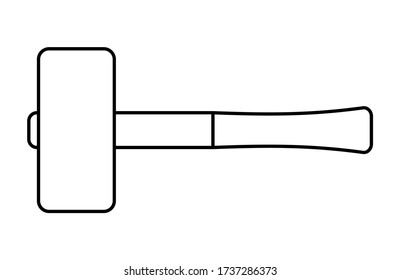 Hammer icon in line art style isolated on white background. Carpenter tool. Vector illustration.