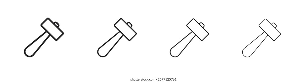 Design de linha de ícone de martelo. conjunto de ícone de vetor de linha fina.