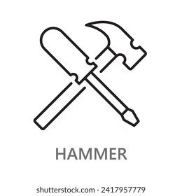 hammer icon. line vector icon on white background. high quality design element. editable linear style stroke. vector icon. 