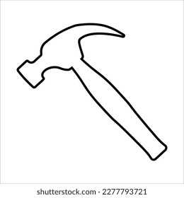 Hammer icon. linear style icon isolated on white. Vector illustration.
