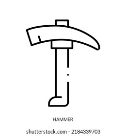 Hammersymbol. Lineares Zeichen einzeln auf weißem Hintergrund. Vektorgrafik
