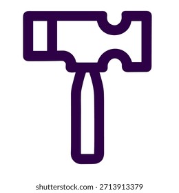 Ícone de martelo. Ilustração vetorial linear de um ícone de martelo isolado sobre fundo branco.
