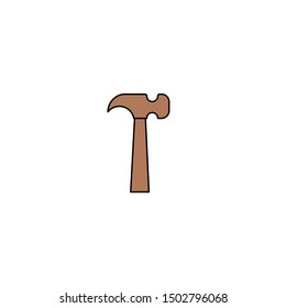 hammer icon or logo design, using outline and isolated white background.