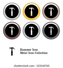 Hammer Icon Metal Icon Set