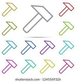 a hammer icon in multi color. Simple outline vector of web, minimalistic set for UI and UX, website or mobile application