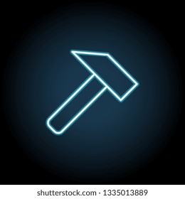 a hammer icon in neon style. Simple thin line, outline vector of web, minimalistic icons for UI and UX, website or mobile application