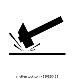 hammer icon,  noise sign,  isolated vector shot logo on the surface of the hammer.