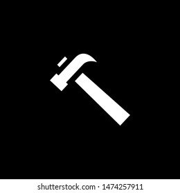 Hammer Icon On Black Background. Black Flat Style Vector Illustration.