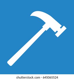 Hammer icon on blue background