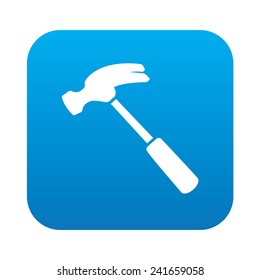 Hammer icon on blue background,clean vector