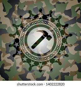 hammer icon on camo texture
