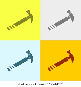 Hammer Icon on Four Different Backgrounds. Eps-10.