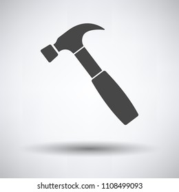 Hammer icon on gray background, round shadow. Vector illustration.