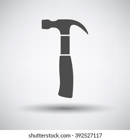 Hammer icon on gray background with round shadow. Vector illustration.