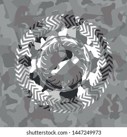 hammer icon on grey camouflaged pattern