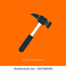 hammer icon on orange background. vector icon