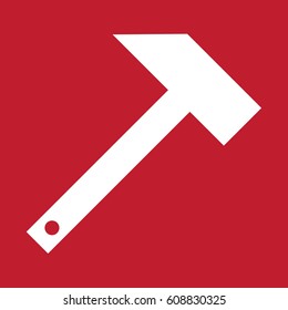 Hammer icon on red background