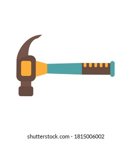 Hammer icon on white background vector illustration. Cute cartoon style.