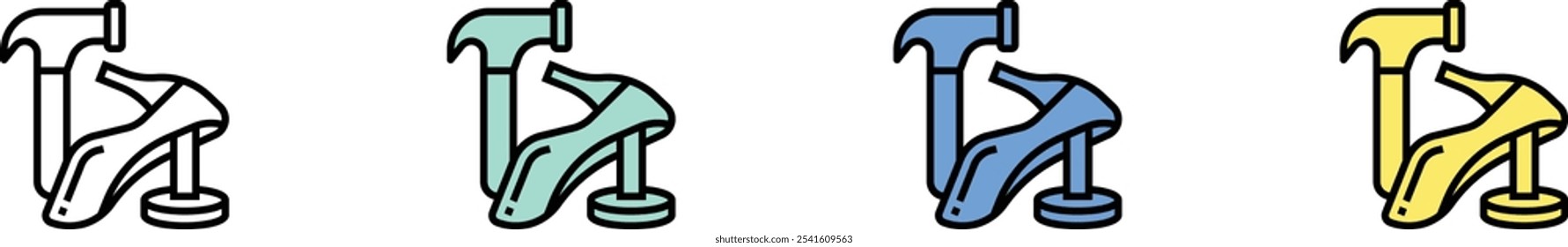 hammer icon. Outline, Green, Blue and Yellow Style Design Isolated On White Background
