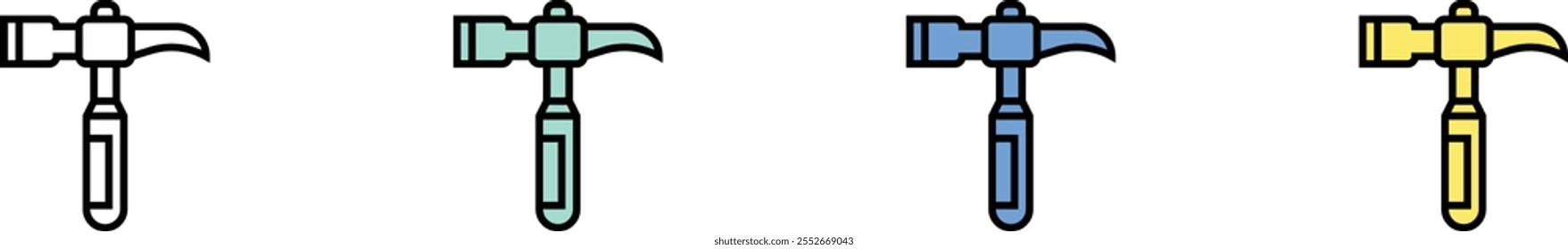 hammer icon. Outline, Green, Blue and Yellow Style Design Isolated On White Background