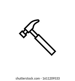 Hammer Icon in outline style on white background