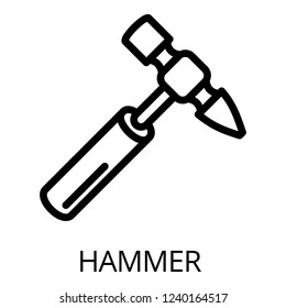 Hammer icon. Outline hammer vector icon for web design isolated on white background
