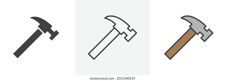 Hammer icon pack. Vector illustration. EPS10