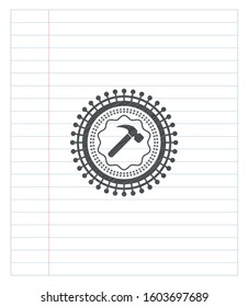 hammer icon pencil draw. Vector Illustration. Detailed.