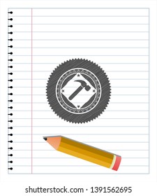 hammer icon pencil effect. Vector Illustration. Detailed.