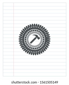 hammer icon pencil effect. Vector Illustration. Detailed.