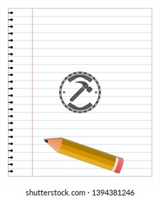 hammer icon pencil emblem. Vector Illustration. Detailed.