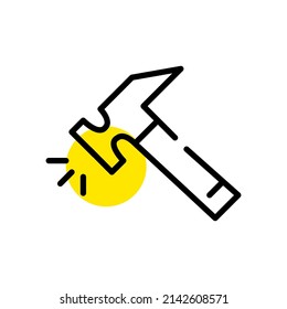 Hammer icon. Pixel perfect, editable stroke, line art