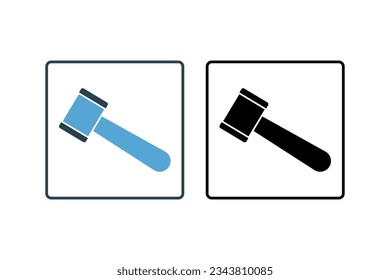 Hammersymbol. Symbol bezogen auf Tischlerei, Bau, Projekte. solider Symbolstil. Einfaches Vektordesign bearbeitet