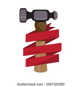 Hammer icon with a ribbon