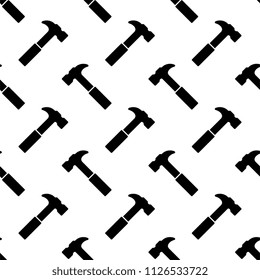 Hammer Icon Seamless Pattern, Tool Design Seamless Pattern Vector Art Illustration