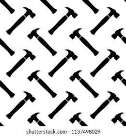 Hammer Icon Seamless Pattern, Tool Design Seamless Pattern Vector Art Illustration