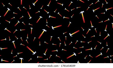 Hammer Icon Seamless Pattern, Tool Design Seamless Pattern.