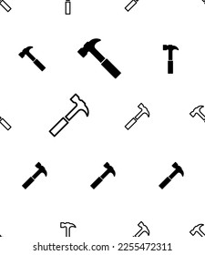 Hammer Icon Seamless Pattern, Tool Design Seamless Pattern Vector Art Illustration