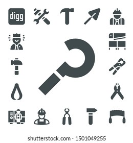 hammer icon set. 17 filled hammer icons.  Collection Of - Digg, Worker, Hammer, Sickle, Pliers, Saw, Tools, Trowel