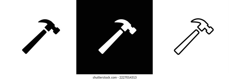 Hammer icon. Hammer icon set. Hammer button symbol. Filled flat sign. Vector illustration.	