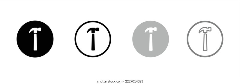 Hammer icon. Hammer icon set. Hammer button symbol. Filled flat sign. Vector illustration.	