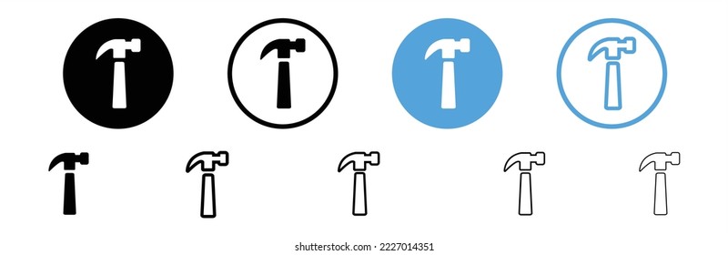 Hammer icon. Hammer icon set. Hammer button symbol. Filled flat sign. Vector illustration.	