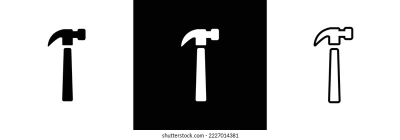 Hammer icon. Hammer icon set. Hammer button symbol. Filled flat sign. Vector illustration.	