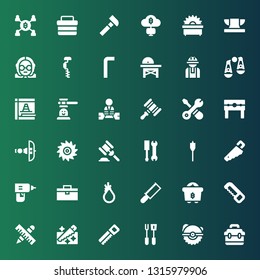 hammer icon set. Collection of 36 filled hammer icons included Toolbox, Saw, Tools, Mining, Tool, Drill, Handsaw, Auger, Hammer, Crossbow, Punishment, Worker, game, Maintenance
