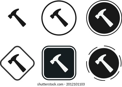 hammer icon set. Collection of high quality black outline logo for web site design and mobile dark mode apps. Vector illustration on white background