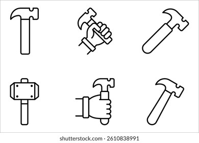 Hammer icon set design template, vector illustration on white background
