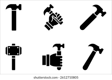 Hammer icon set design template, vector illustration on white background